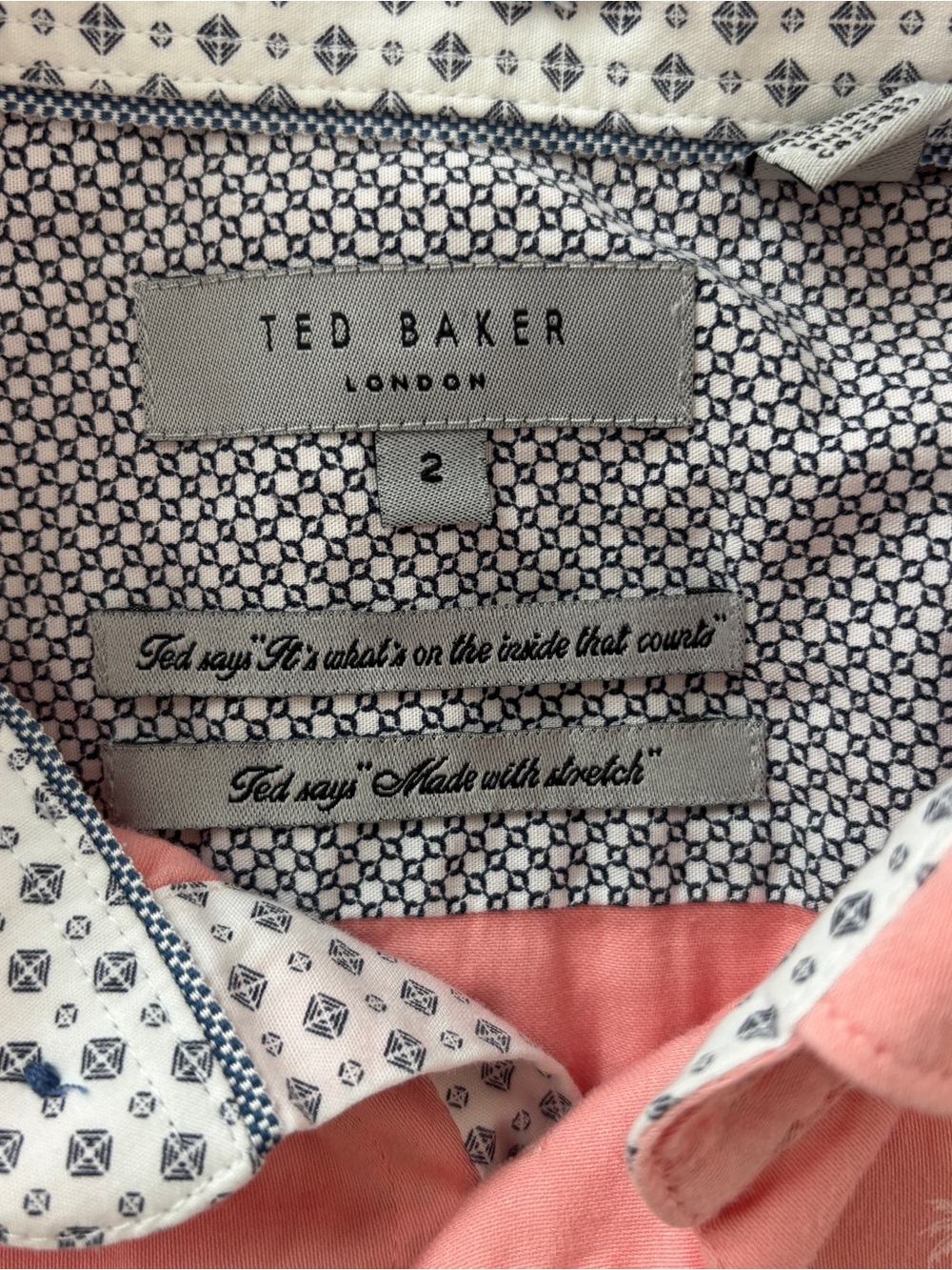 Ted Baker London Men's Sz 2 Pink Hawaiian Tropical Short Sleeve Button Up Shirt - Picture 5 of 5